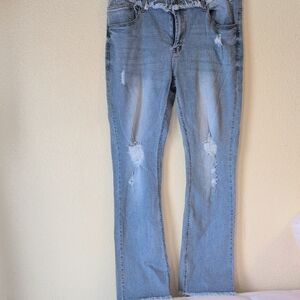 Lucky & Blessed Women's Light Blue Distressed Jeans